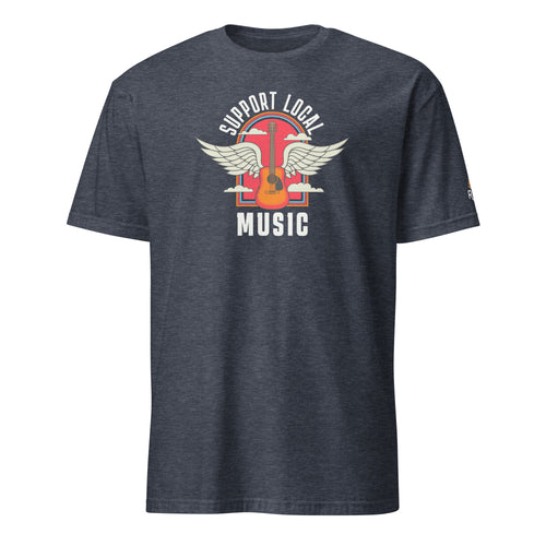 Product mockup of Support Local Music | Guitar Wing in Heather Navy