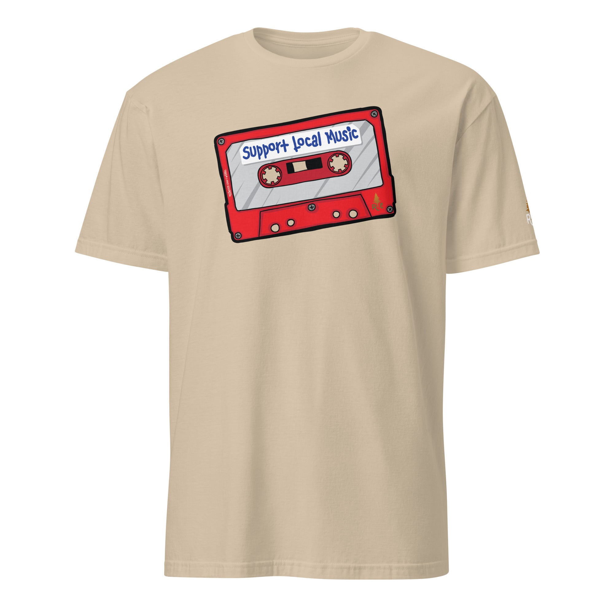 Product mockup of Support Local Music | Mix Tape Tee in Sand
