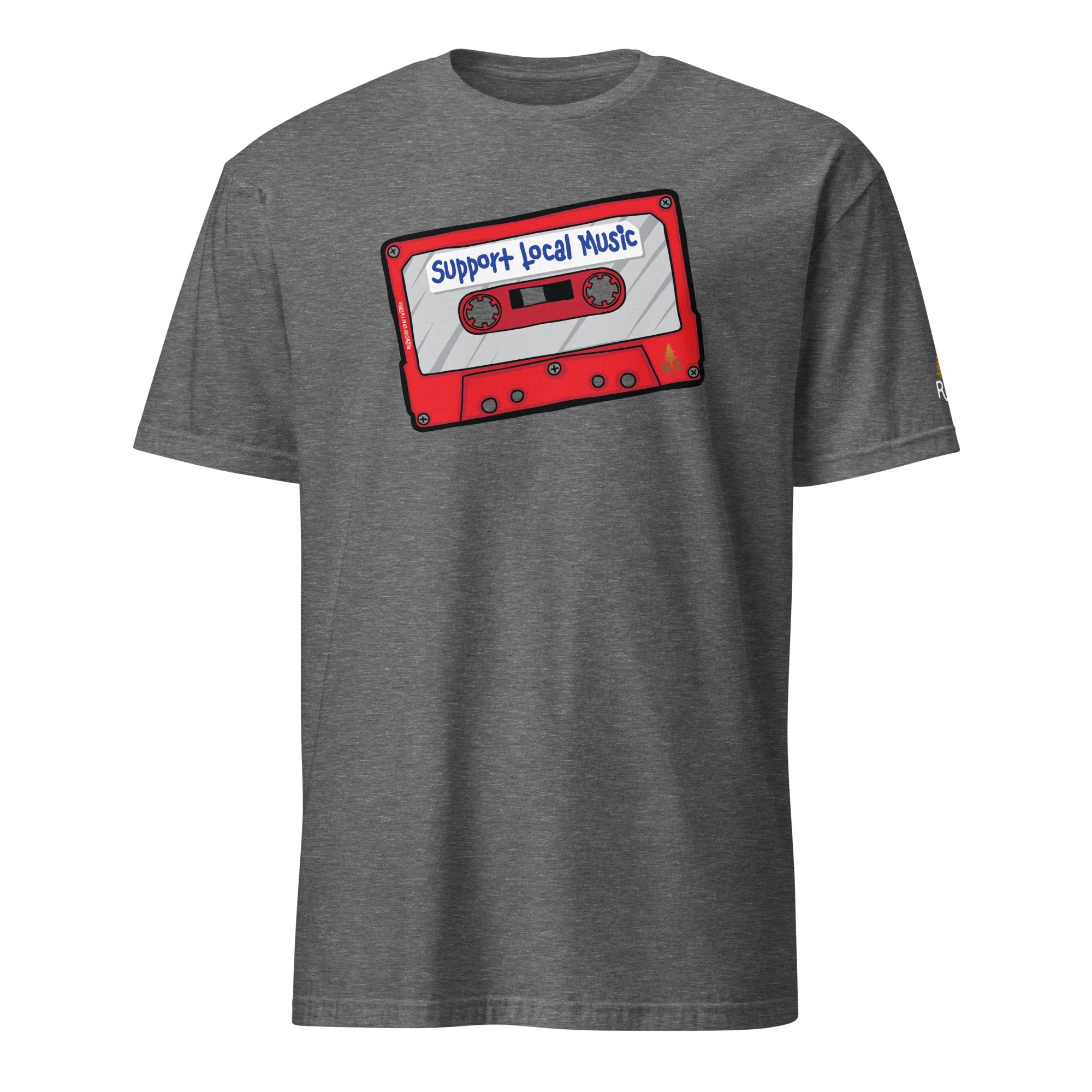 Product mockup of Support Local Music | Mix Tape Tee in Graphite Heather