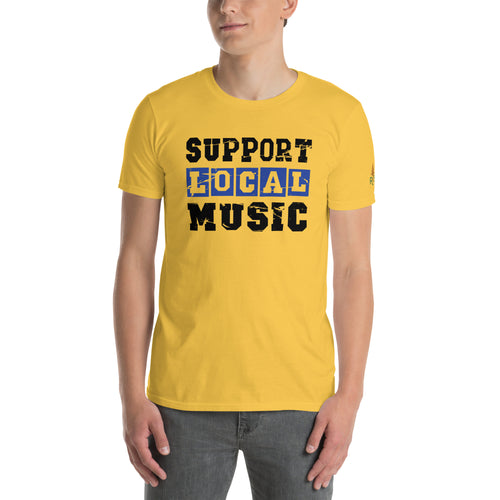 Product mockup of man wearing Vintage Stencil Tee in Daisy
