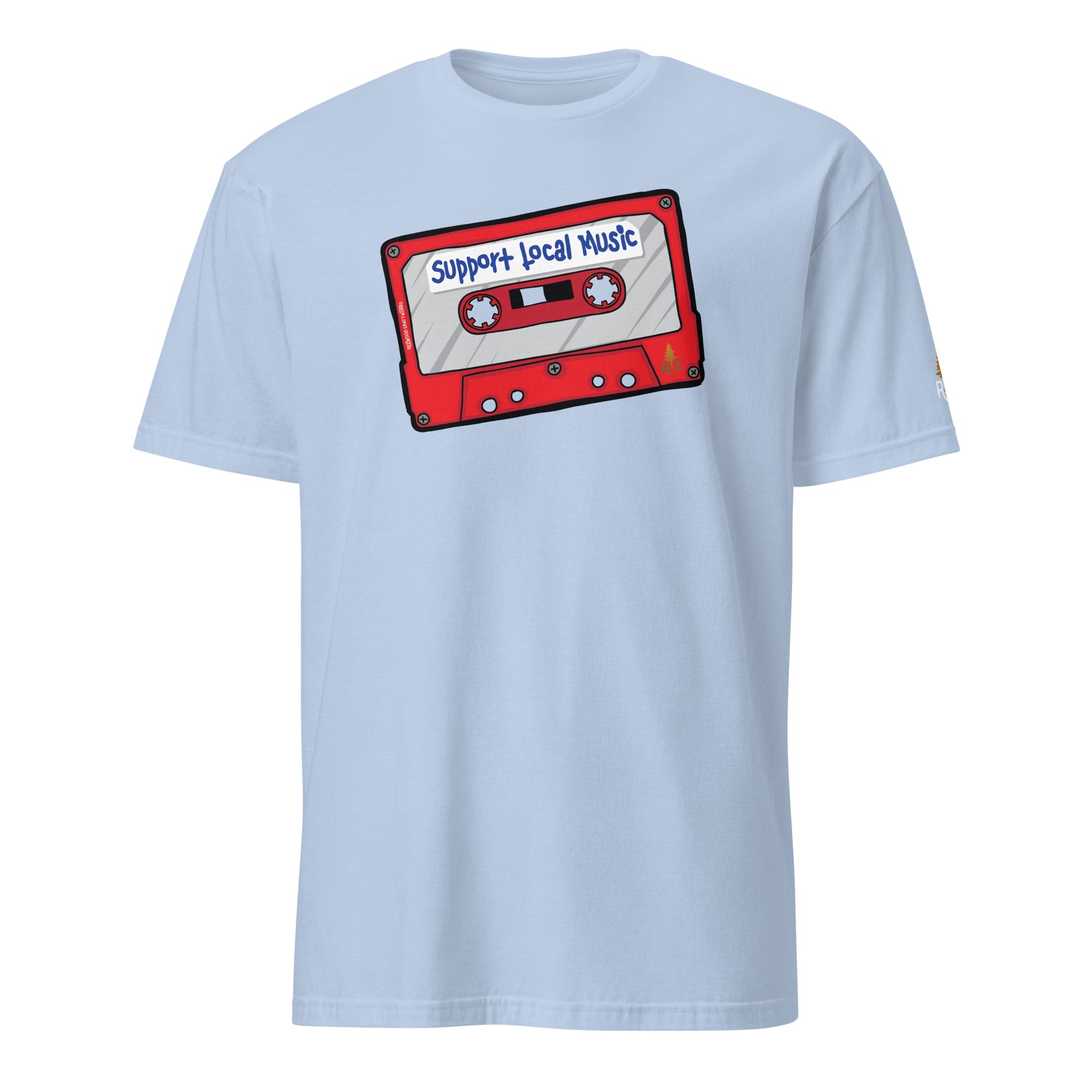 Product mockup of Support Local Music | Mix Tape Tee in Light Blue