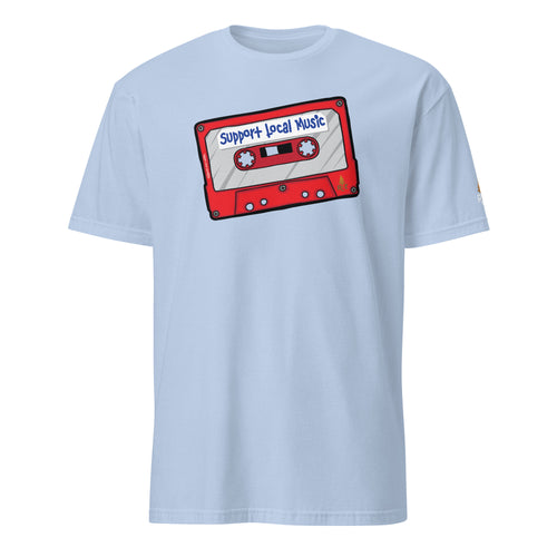 Product mockup of Support Local Music | Mix Tape Tee in Light Blue